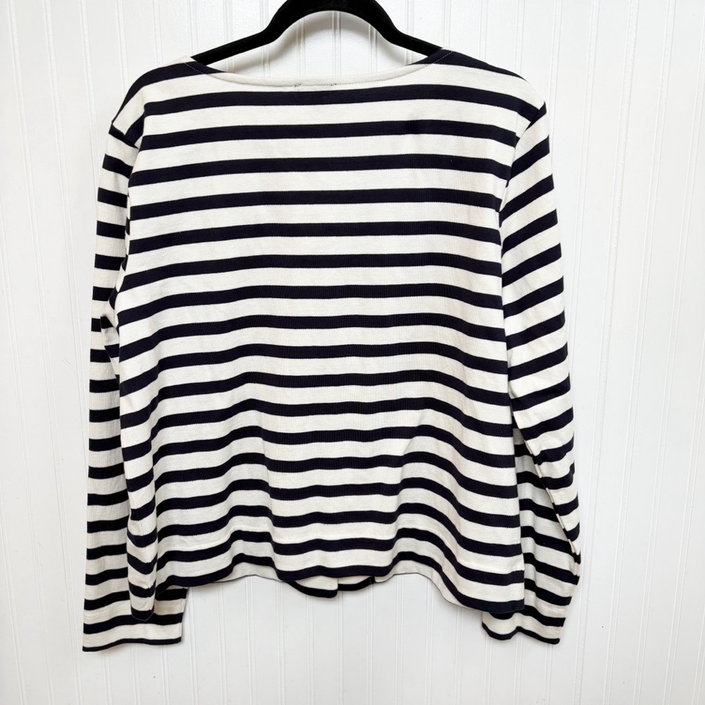 Talbots Plus White & Navy Blue Stripe Gold Button Cardigan Women’s Size 1X NEW - Picture 2 of 5